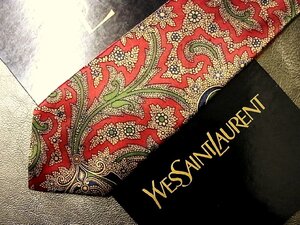 ♪今週の特売980円～♪1148W♪状態並品【YSL】サンローラン【ペイズリー 植物 柄】ネクタイ♪