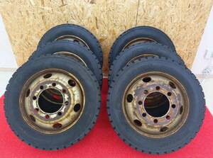 トラック等に!! 鉄ホイール 22.5x7.50 162-13ESP PCD285 8穴 265/60R22.5 ダンロップ SP050 2018年製 夏タイヤ 引取限定 売切!!