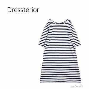 DRESSTERIOR ドレステリア . 天竺 ボーダー カットソー ワンピース 送料無料