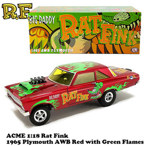 ACME 1:18 RAT FINK 1965 PLYMOUTH AWB Red with Green Flames【ラットフィンク】ミニカー