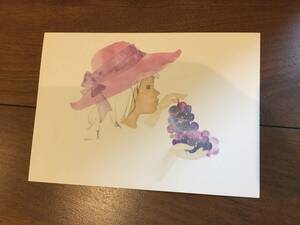 ひわさきちひろ　絵画　ぶどうを持つ少女　Post Card インテリアアート　絵