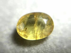 ★100円スタート★ 非加熱サファイア 1.58ct 8.2x6.2mm 虎柄　オーバル グリーンイエロー　宝石　 タンガ