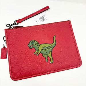 【COACH☆新品】チャーター ポーチ・レキシー！レッド！恐竜！レザー！