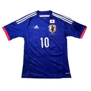 サムライブルー! adidas サッカー 日本代表 香川真司 2014年 ブラジル W杯 ゲームシャツ ユニフォーム 10番 ブルー 青 S メンズ グッズ