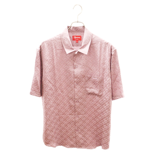 SUPREME シュプリーム 22SS Tonal Monogram Silk S/S Shirt トーナル モノグラム シルク半袖シャツ ピンク