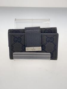 GUCCI◆キーケース/キャンバス/BLK/総柄/メンズ/113101/角スレ、金具一つ欠品