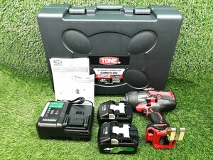 未使用 TONE トネ 19mm 36V コードレス インパクトレンチ バッテリー2個 + 充電器 CIW61100 【2】