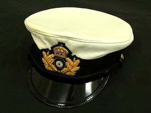 1円 WW? ドイツ海軍 士官 軍帽 制帽 帽子 キャンバス 表記サイズ 59 メンズ レディース ホワイト系×ブラック系 BI5500