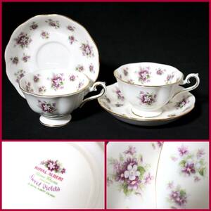 【ROYAL ALBERT/ロイヤルアルバート】『スウィートバイオレット/ペアティーカップ＆ソーサー』《美品》イギリス/2客/廃盤/レア/BVT3763 