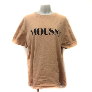 マウジー moussy Tシャツ カットソー 半袖 F ベージュ /YI レディース