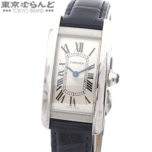 101740643 カルティエ CARTIER タンクアメリカン SM WSTA0043 シルバー SS クロコダイルレザー 保証書付き 腕時計 レディース QZ 電池交換