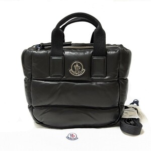 定価21.4万 正規品 新品 Moncler モンクレール MINI CARADOC トートバッグ ハンドバッグ オールレザー ショルダーバッグ リュック 黒 革