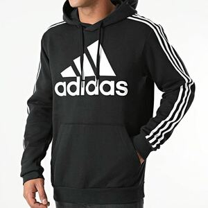 ★送料230円 adidas【XL】ロゴ パーカー 定価6039円 新品 アディダス カジュアル スポーツ フーディー 長袖 X 黒 14641 ジャージ 上着