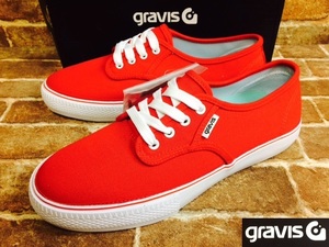 ★27.5cm/新品！グラビス.gravis.スリムズ.SLYMZ2.赤.キャンバススニーカー.箱付き.アフタースノーボード.定価￥7020.スケータースタイル/Y