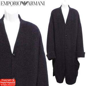 定価20万■EMPORIO ARMANI 縮絨ニット ガウンコート◆エンポリオ アルマーニ ビンテージ イタリア製 ロング ビッグシルエット オーバー