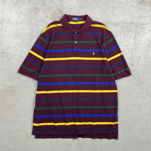 90年代 Polo by Ralph Lauren ポロバイラルフローレン 半袖 マルチボーダー ポロシャツ メンズ2XL