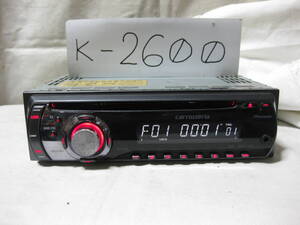 K-2600　Carrozzeria　カロッツェリア　DEH-320　MP3　フロント AUX　1Dサイズ　CDデッキ　故障品