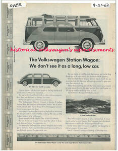 二枚組 空冷 VW フォルクスワーゲン バス　広告 当事モノ ラージサイズ 英語版：The Volkswagen Station Wagon: We don