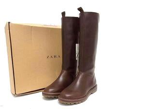 ■美品■ ZARA ザラ PVC ロングブーツ 表記サイズ EU 33 (約21.5cm) 靴 シューズ レディース ブラウン系 DD2798