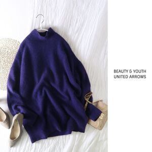 1.7万☆ユナイテッドアローズ/BEAUTY & YOUTH☆ヘアリー天竺ボトルネックニット☆A-O 0255