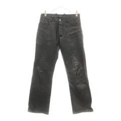 CHROME HEARTS (クロムハーツ) LTHR PANTS クロスボールボタンフレアニー レザーパンツ ブラック