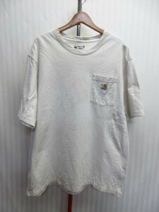 カーハート　LOOSE FIT　Tシャツ　メンズXL LL　ライトグレー系　ポケットTシャツ 半袖シャツ 半袖カットソー オーバーサイズTシャツ08271