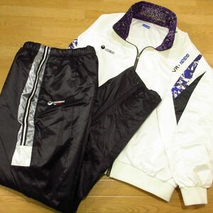 ◎美品 90s！2XL 上下セット！asics LICENSEE アシックス オールド◆ウィンドブレーカー ジャケット&パンツ 秋冬！◆メンズ 白x黒 ◆BA1009