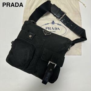 1円〜　プラダ　PRADA 三角ロゴ　ナイロン　レザー　ブラック　黒　ショルダーバッグ　　ボディバッグ　 ウエストポーチ　 男女兼用