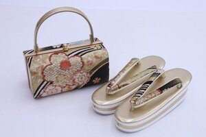 inagoya☆成人式・お祝いに☆新品【振袖用・草履＆バッグセット】未使用品 婚礼 結婚式 卒業式 レディース 和装小物 華やか y4599zb