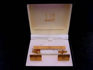 ◎№2576◎■美品■【ｄunhill】ダンヒル【ゴールド】■カフス＆ネクタイピン セット♪