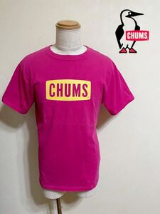 【良品】 CHUMS チャムス アウトドア ボートロゴ Tシャツ トップス ビッグロゴ サイズXL 半袖 ピンク イエロー