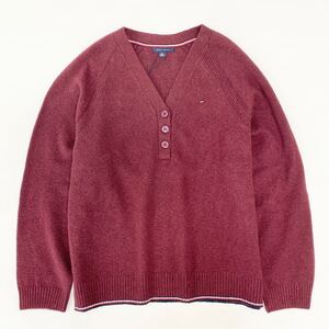 Ok25【新品未使用】大きいサイズ TOMMY HILFIGER トミーヒルフィガー Vネック ポロシャツニットセーター XLサイズ レディース 女性用