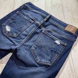 【AMERICAN EAGLE】アメリカンイーグル JEGGING ジェギング US 4 SHORT クラッシュ加工 SUPER STRETCH X