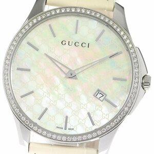 グッチ GUCCI 126.3/YA126306 Ｇタイムレス ダイヤベゼル デイト クォーツ メンズ 良品 箱・保証書付き_784163【ev20】