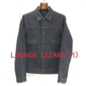 美品◆LOUNGE LIZARD ラウンジリザード セカンドタイプ 2ND デニムジャケット Gジャン(メンズ1)ブラック 黒 