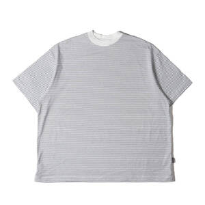 美品 ALOUND アラウンド Tシャツ サイズ:L 24SS オーバーサイズ ボーダー クルーネック Tシャツ STRIPED OVERSIZE TEE ホワイト トップス