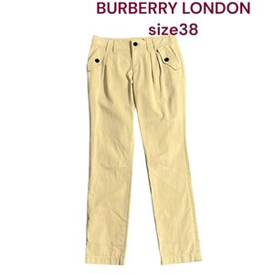 美品　バーバリー　ロング　シンプル　コットン　パンツ　38 BURBERRY LONDON M4I538 ベージュ 定番 ズボン 綿100