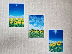 風景画　花　アート　花の絵　パステル画　絵　絵画　ひまわり