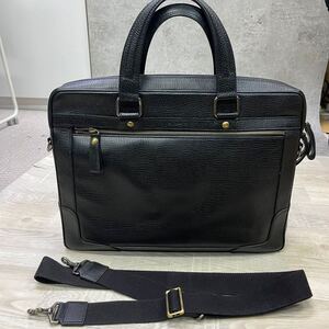 【7c2026b8】 保管品 BURBERRY バーバリー ビジネスバッグ ブリーフケース 2WAY レザー 黒 ブラック 金具ゴールド