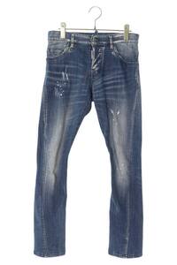 ディースクエアード 14AW S74LA0634 SEXY TWIST JEAN サイズ:42 ダメージ・ペンキ加工デニムパンツ 中古 BS99