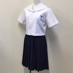 F287#(中古) 大分県 日田高校 セーラー服 上下セット /M/W69/Yoshida/TOMBOW/Premary/半袖/夏服/中学校/高校/制服/女子学生/学生/学生服