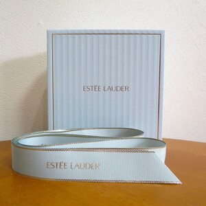 【空き箱】ESTEE LAUDER（エスティーローダー）ギフトボックス S リボン付き ブルー系 正方形 送料450円♪