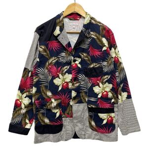 ENGINEERED GARMENTS エンジニアードガーメンツ パッチワーク ボタニカル ストライプ ジャケット マルチカラー サイズS 正規品 / 34338