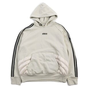 極美品●MONCLER GENIUS モンクレールジーニアス 3 adidas 2022年製 HOODIE ダウン切替 ロゴパッチ スウェットパーカー L 正規品 メンズ