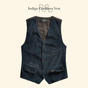 【名作】RRL “Indigo Corduroy Vest” M インディゴ コーデュロイ ベスト Ralph Lauren ヴィンテージ