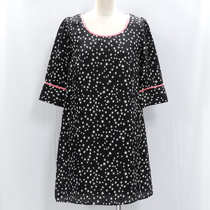 美品◆ローズバッド/ROSE BUD◆春夏ワンピース 星柄 黒 F5分袖◆No.6882