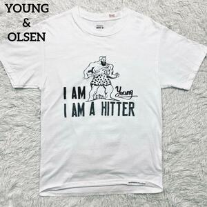 YOUNG＆OLSEN ヤングアンドオルセン × ヘインズ BEEFY 半袖プリントTシャツ [M] HITTER メンズ ホワイト