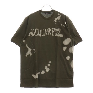 DSQUARED2 ディースクエアード 22SS Paint Splat T-Shirt ペイントロゴ 半袖Tシャツ カーキ S74GD0964