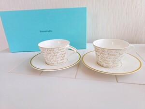 ティファニー TIFFANY ブルーボックス ペア カップ＆ソーサー 2客 ノーツ Notes アベニュー ニューヨーク 食器 リボン