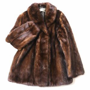 美品★Nakamura Fur　ナカムラファー　MINK　ミンク　本毛皮コート　ブラウン　9 1/2　毛質艶やか・柔らか◎